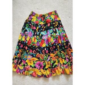 Vintage Woman Cotton Colorful Fully Lined Skirt Size M